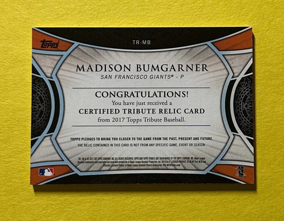 2017 TOPPS TRIBUTE MADISON BUMGARNER RELIC /99 #TR-MB GIANTS