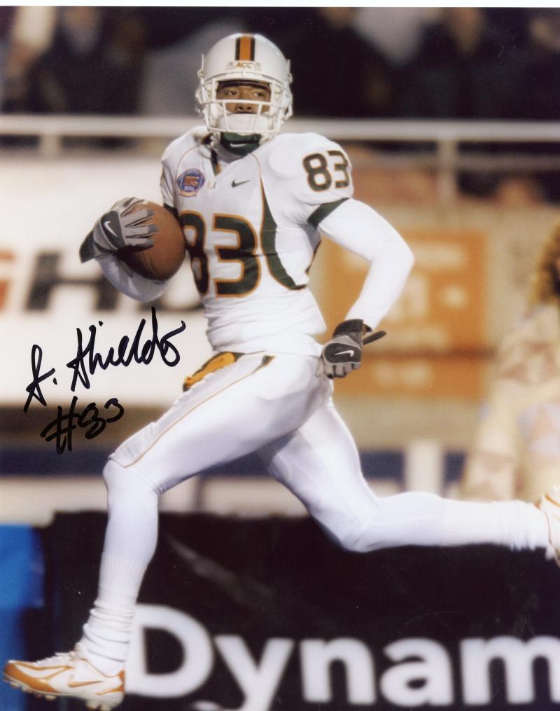 SAM SHIELDS MIAMI HURRICANES SIGNED AUTOGRAPHED ACTION 8X10 PHOTO W/COA