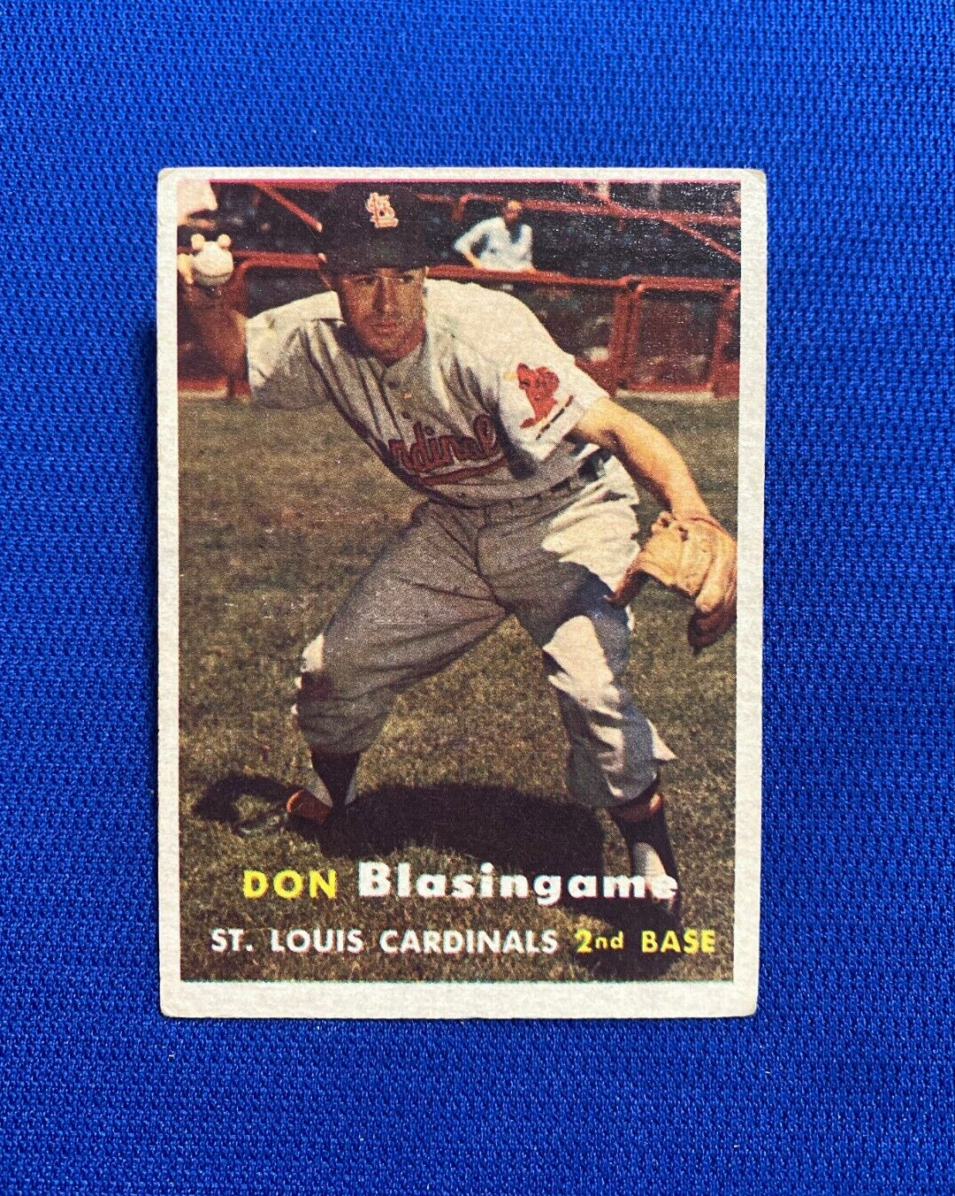 1957 TOPPS DON BLASINGAME ST. LOUIS CARDINALS #47 CARD VINTAGE SET-BREAK