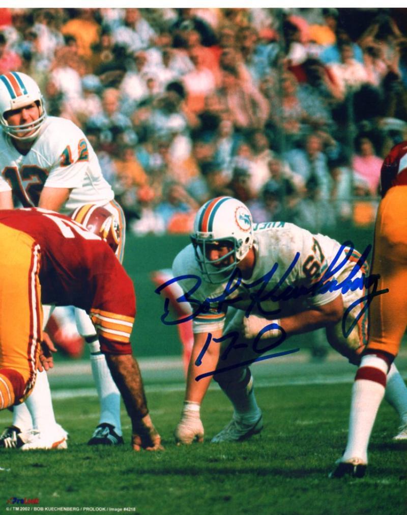 BOB KUECHENBERG MIAMI DOLPHINS 17-0 SIGNED AUTOGRAPHED 8x10 W/COA