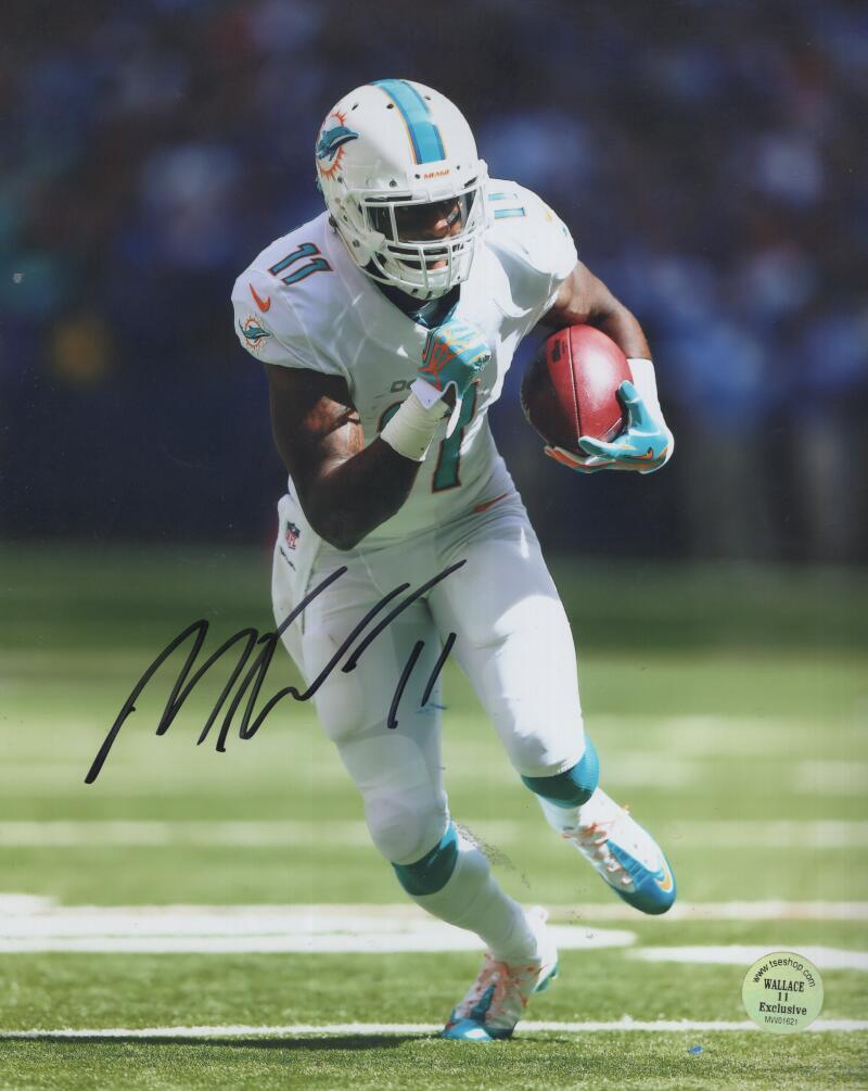 MIKE WALLACE DOLPHINS SPOTLIGHT SIGNED AUTOGRAPHED 8X10 PHOTO W/ COA