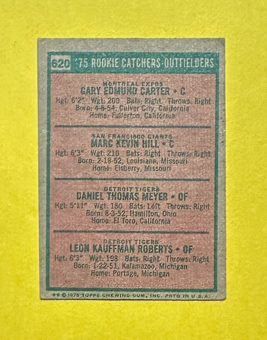 1975 TOPPS ROOKIE CATCHERS CARTER HILL MEYER ROBERTS #620