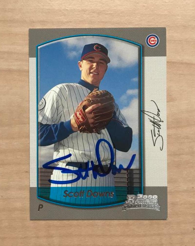 SCOTT DOWNS CHICAGO CUBS SIGNED AUTOGRAPHED 2000 BOWMAN CARD #411 W/COA