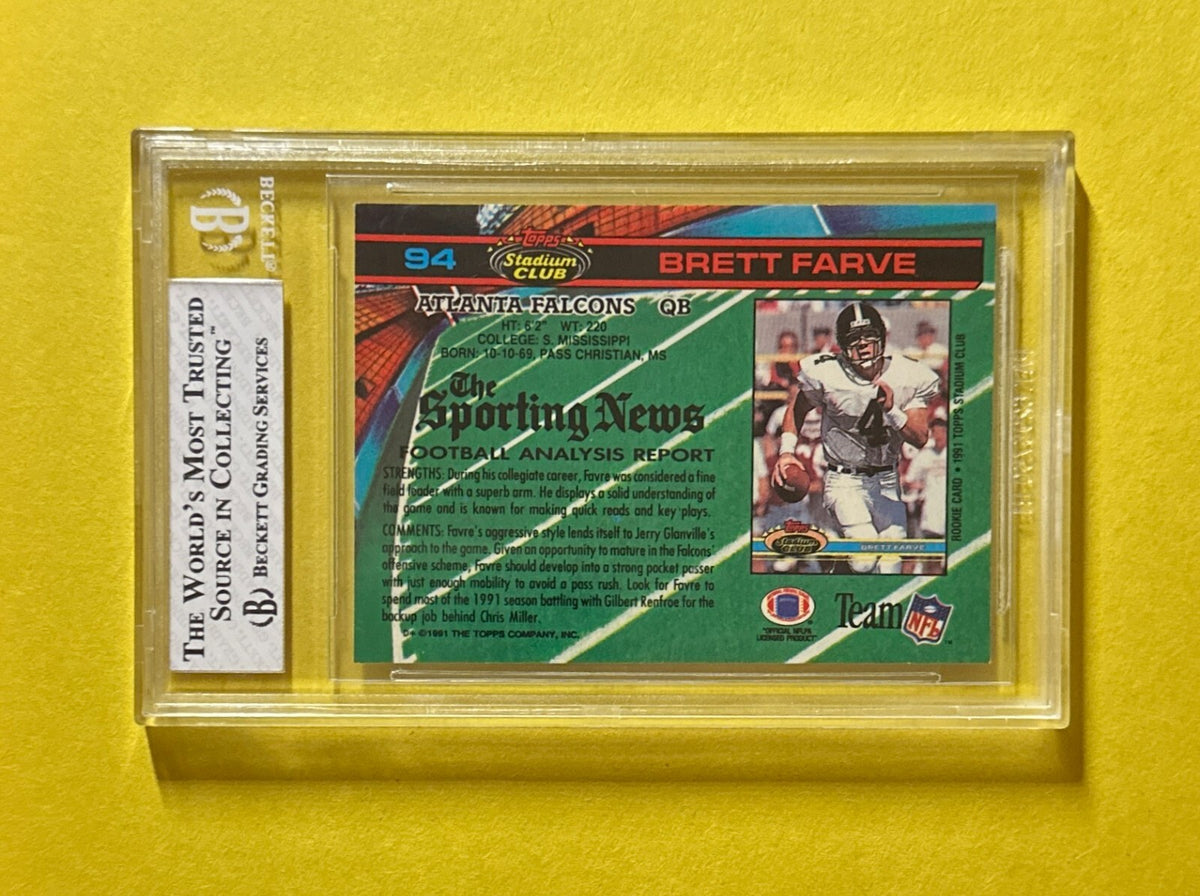 1991 TOPPS STADIUM CLUB BRETT FAVRE #94 BGS NM-MT 8