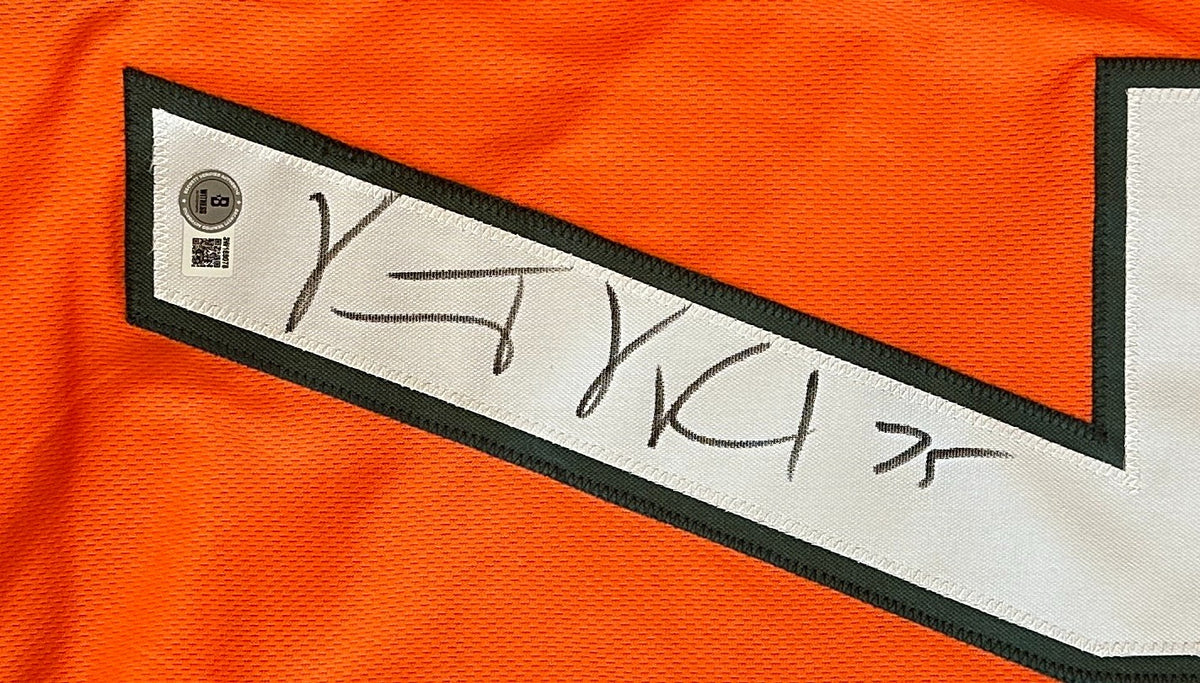 VINCE WILFORK HURRICANES SIGNED AUTOGRAPHED ORANGE JERSEY SZ XL BECKETT