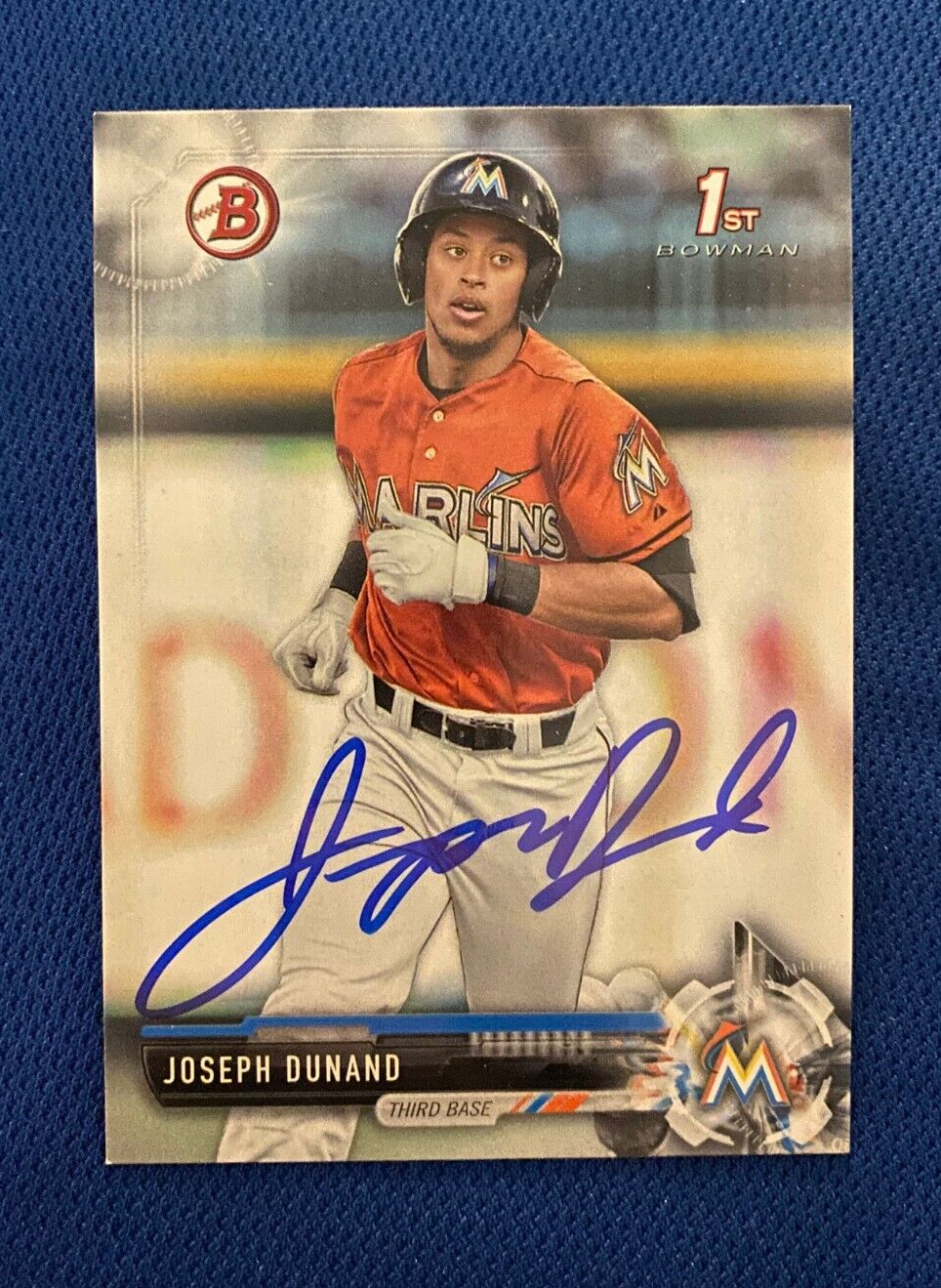 2017 BOWMAN DRAFT JOSEPH DUNAND MIAMI MARLINS SIGNED AUTO RC CARD BD-159 W/COA
