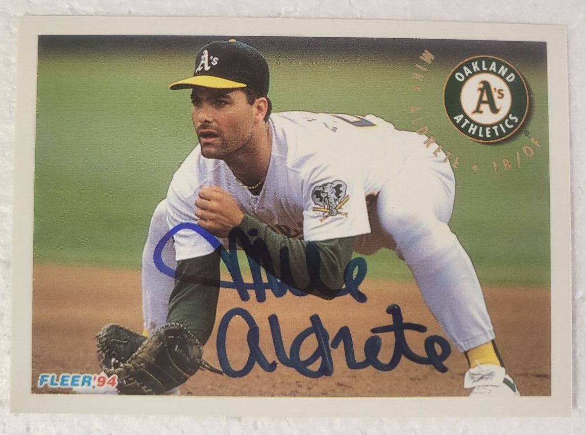 1994 FLEER MIKE ALDRETE OAKLAND ATHLETICS A'S SIGNED AUTO CARD #252 W/COA