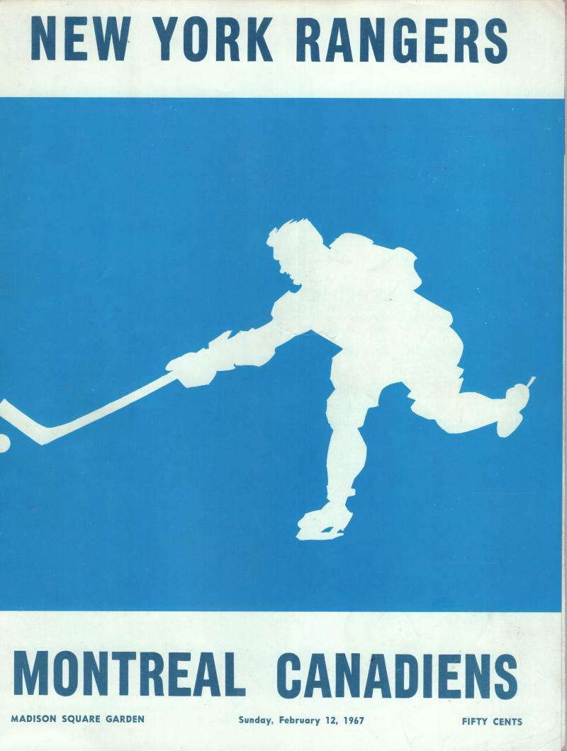 NEW YORK RANGERS MONTREAL CANADIENS 2/12/67 MSG PROGRAM VINTAGE W/ COA