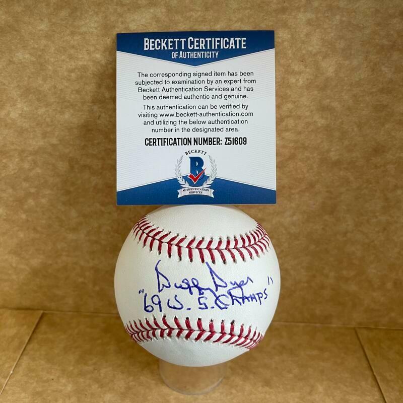 DUFFY DYER "69 WS CHAMPS" NEW YORK METS SIGNED AUTO M.L BASEBALL MBECKETT Z51609