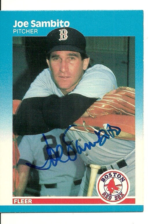 JOE SAMBITO BOSTON RED SOX SIGNED AUTO 1987 FLEER CARD #43 W/COA