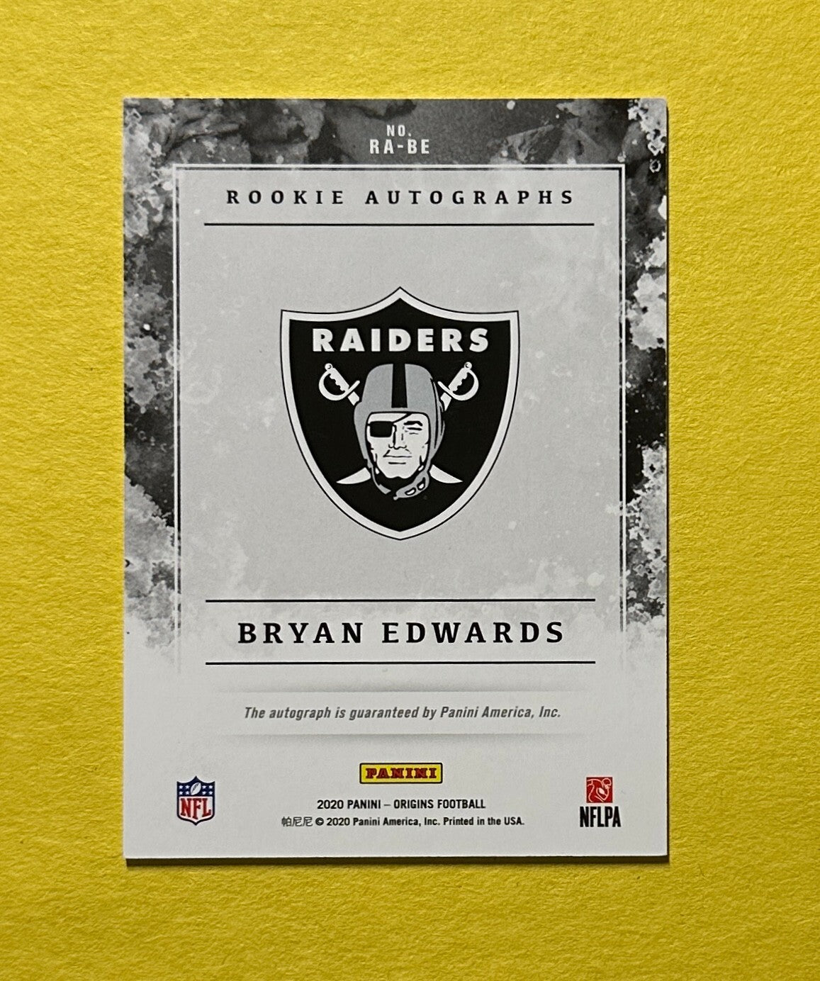 2020 PANINI ORIGINS BRYAN EDWARDS ROOKIE AUTO #RA-BE RAIDERS