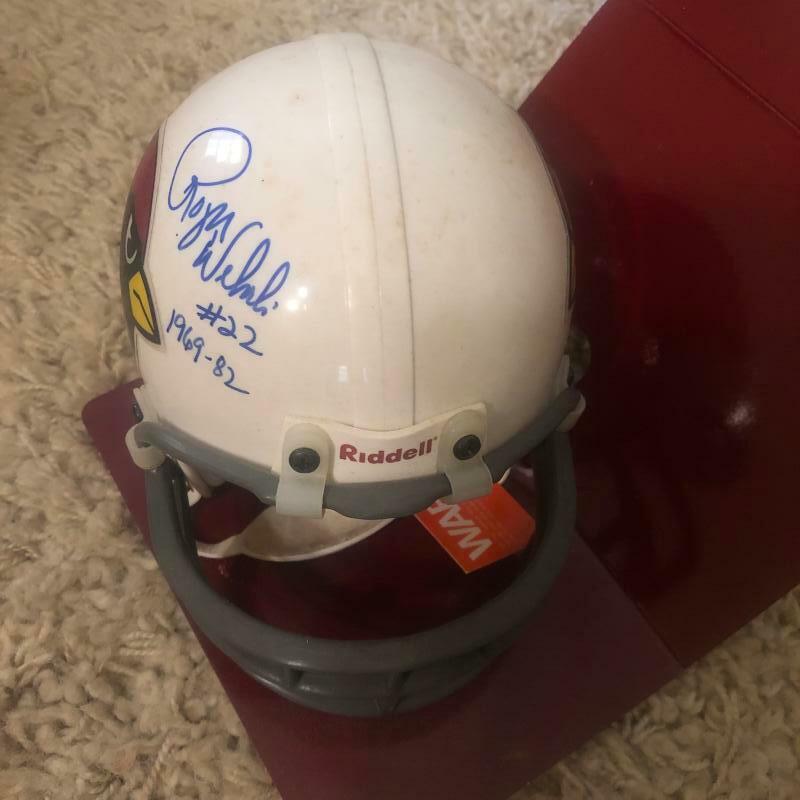 ROGER WEHRLI #22  1969-82 CARDINALS SIGNED AUTO RIDDELL MINI HELMET W/COA 