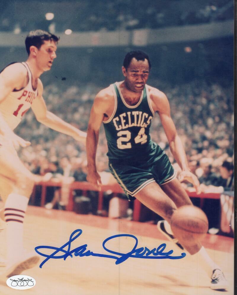 SAM JONES  BOSTON CELTICS SIGNED AUTOGRAPHED 8X10 PHOTO JSA SOA