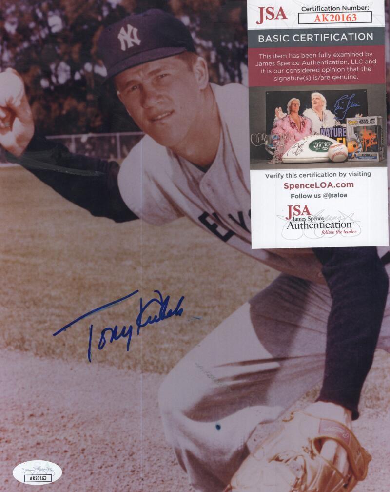 TONY KUBEK NY YANKEES SIGNED AUTOGRAPHED 8X10 PHOTO JSA AK20163