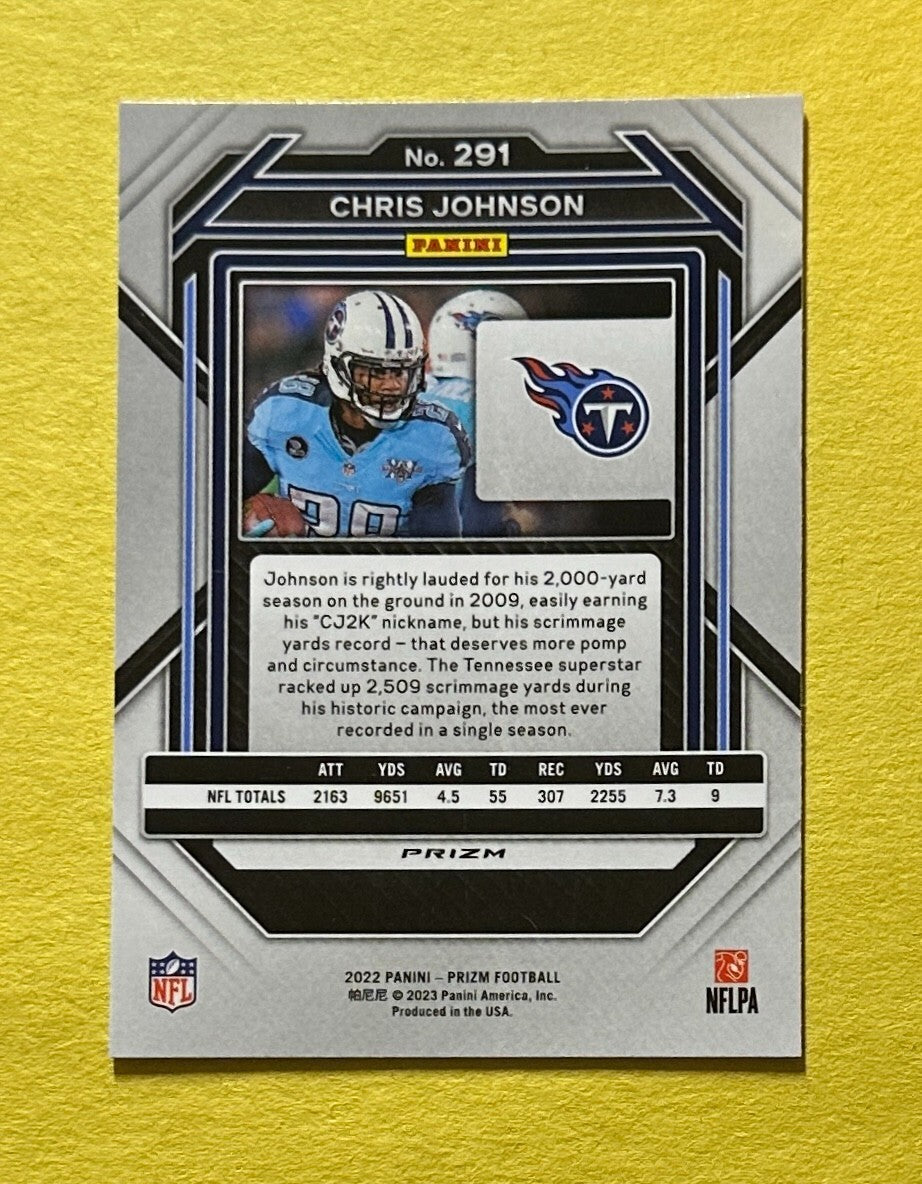 2022 PANINI PRIZM CHRIS JOHNSON SNAKESKIN CASE HIT SP #291  TITANS
