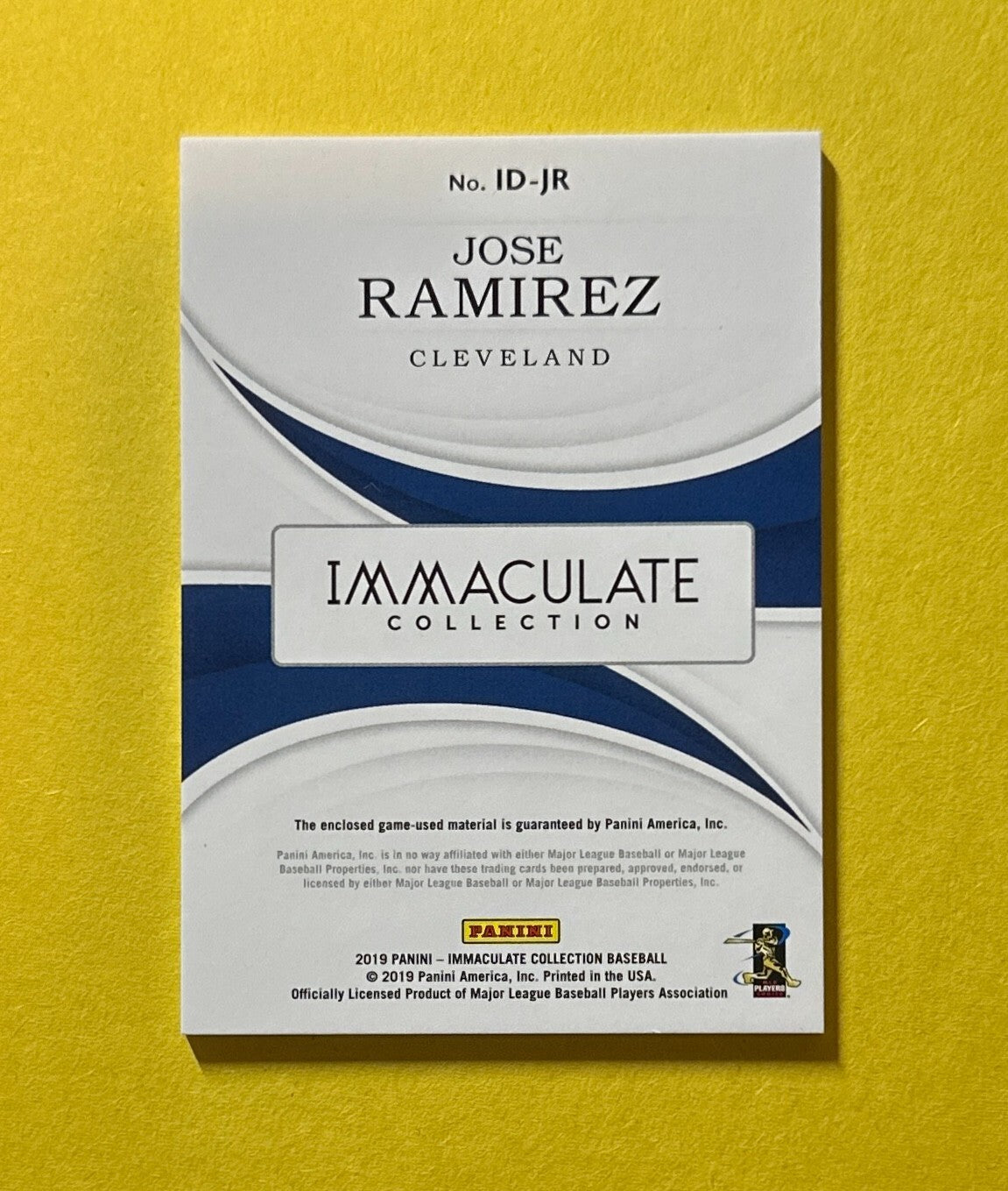 2019 PANINI IMMACULATE JOSE RAMIREZ DUAL RELIC #IS-JR CLEVELAND