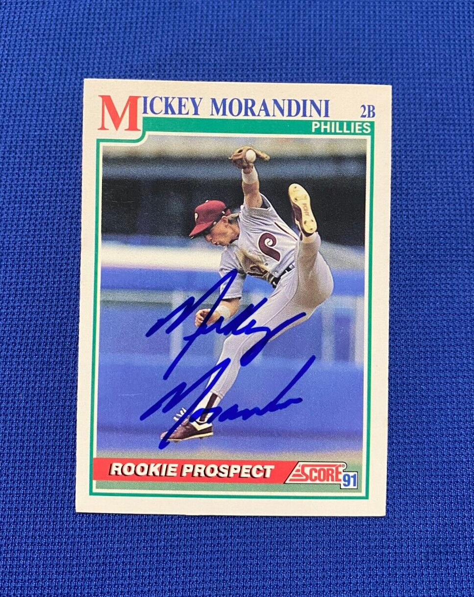 1991 SCORE MICKEY MORANDINI PHILLIES SIGNED AUTOGRAPHED AUTO #376 CARD W/COA