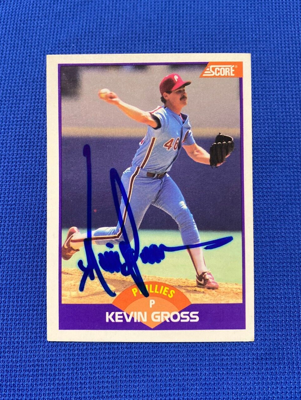 1989 SCORE KEVIN GROSS PHILLIES SIGNED AUTOGRAPHED AUTO #227 CARD W/COA