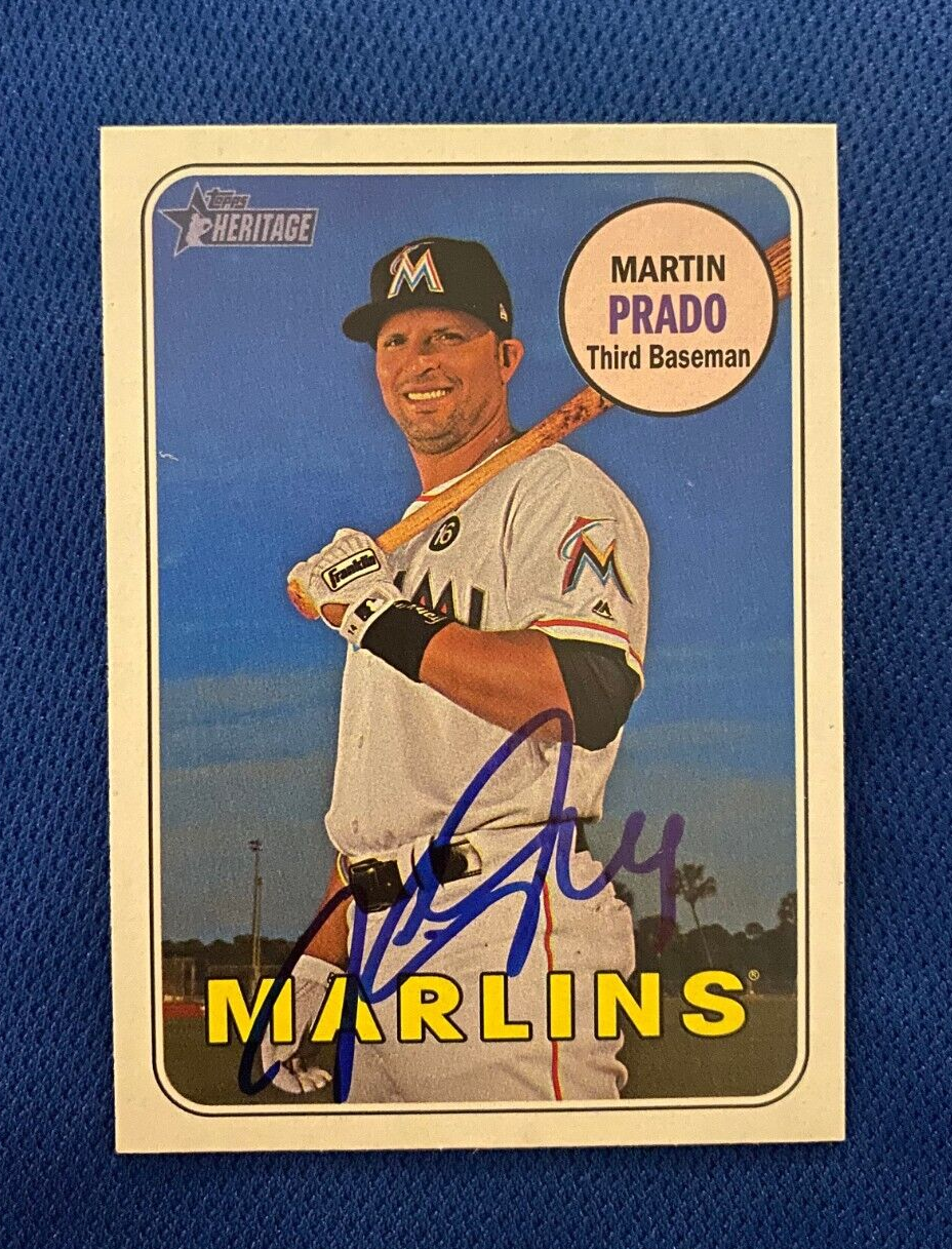 2018 TOPPS HERITAGE MARTIN PRADO MIAMI MARLINS AUTO SIGNED CARD #137 W/COA