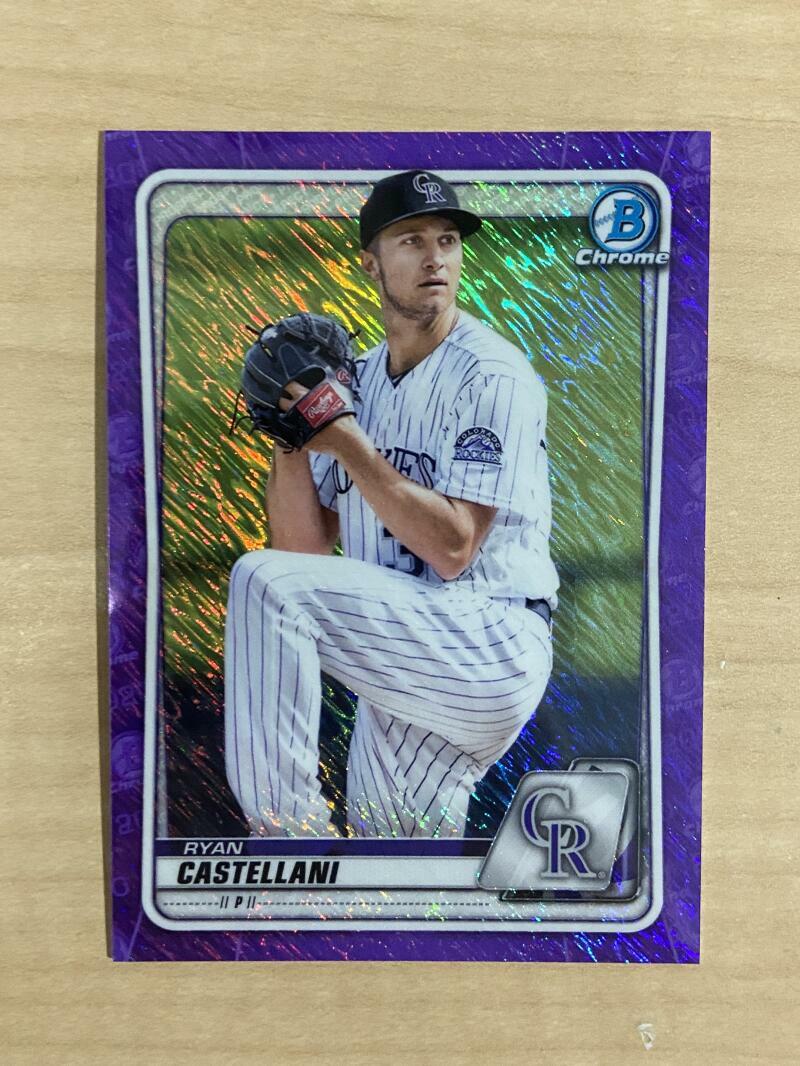 2020 BOWMAN CHROME RYAN CASTELLANI PURPLE SHIMMER REFRACTOR BCP-182 ROCKIES
