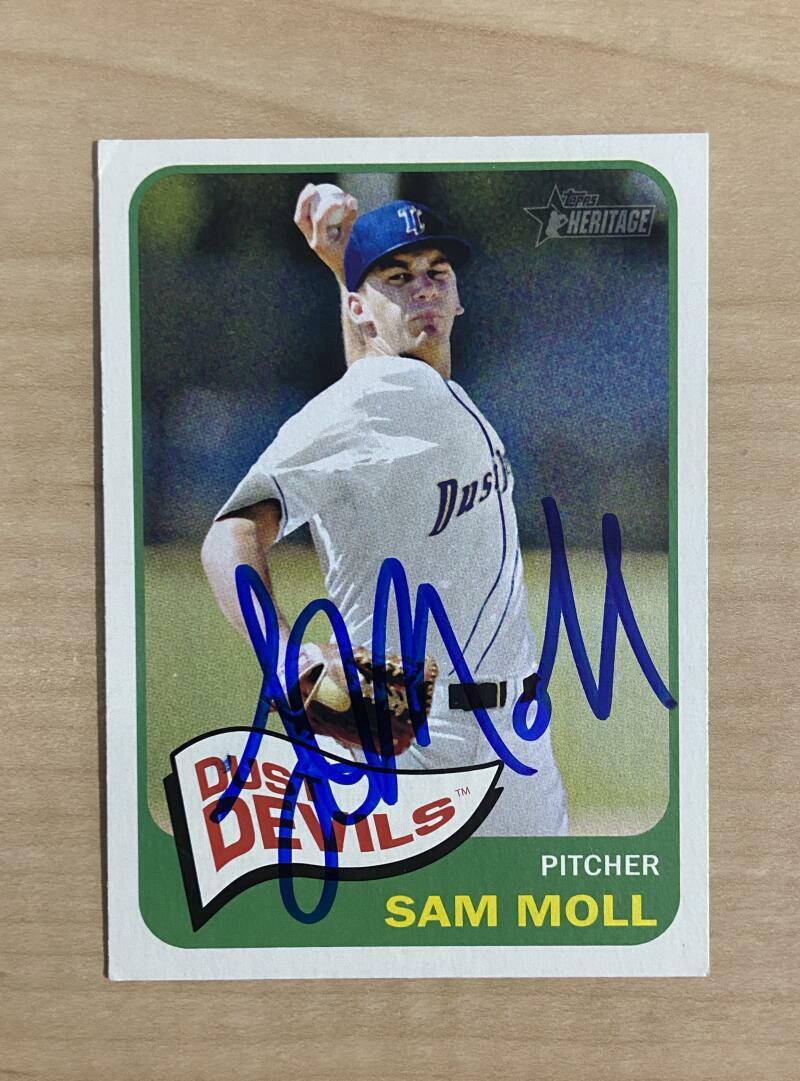 SAM MOLL TRI-CITY DUST DEVILS SIGNED AUTOGRAPHED 2014 TOPPS CARD #184 W/COA