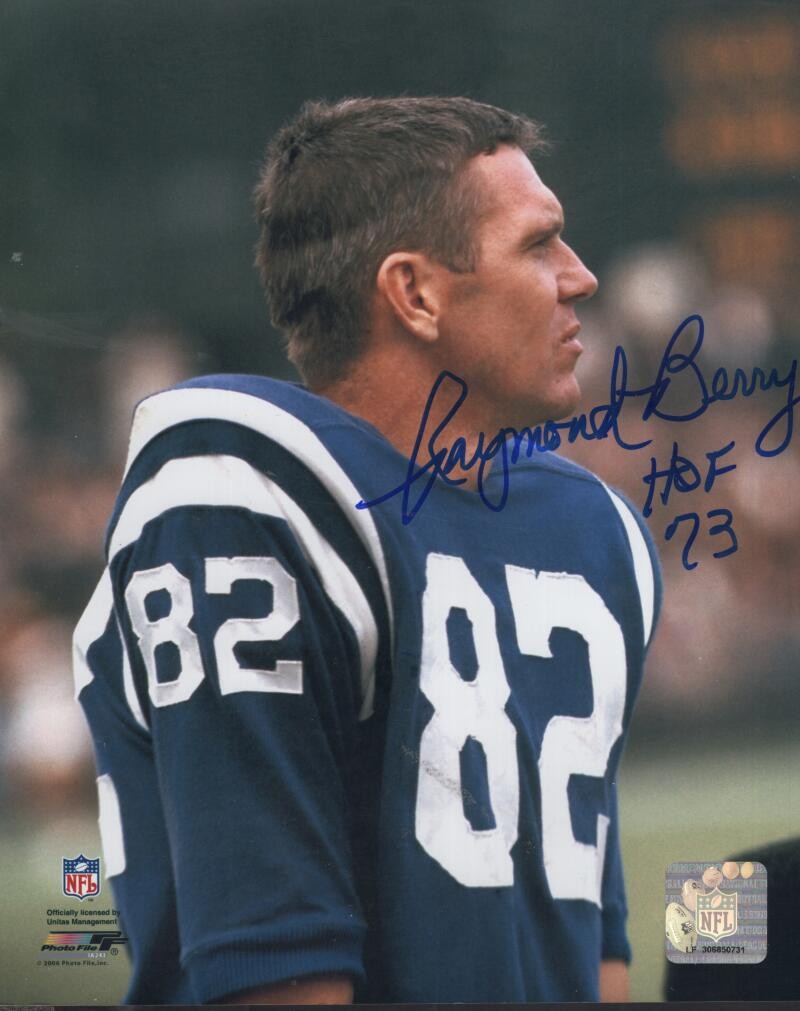 RAYMOND BERRY BALTIMORE COLTS HOF 73 SIGNED AUTOGRAPHED 8X10 PHOTO W/ COA