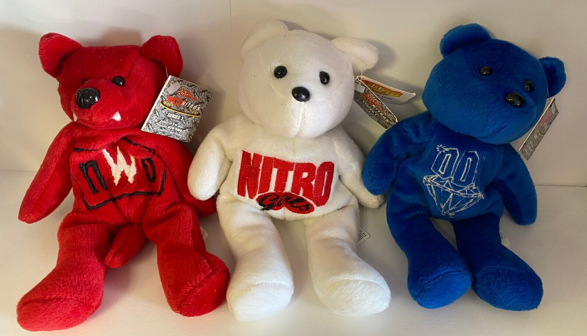 3PC LOT VINTAGE WRESTING BEANIE BABIES PLUSH LOT SET NWO DD NITRO L@@K