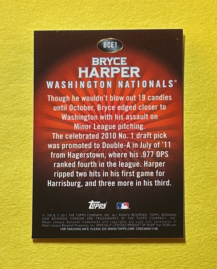 2011 BOWMAN CHROME BRYCE HARPER EXCLUSIVE RED PARALLEL #BCE1 NATIONALS