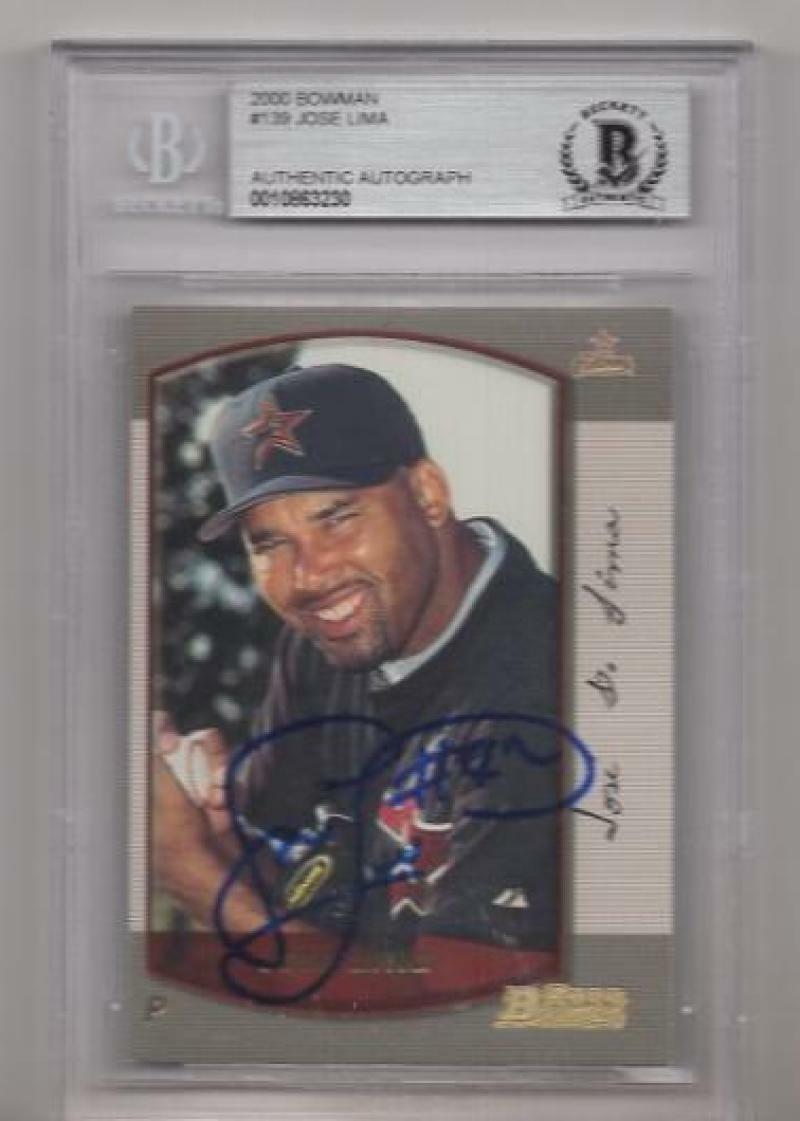 2000 BOWMAN JOSE LIMA SIGNED CARD BECKETT AUTHENTIC AUTOGRAPH