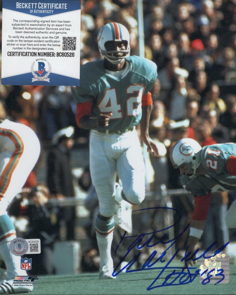 PAUL WARFIELD MIAMI DOLPHINS HOF 83 SIGNED 8X10 PHOTO BECKETT BC60526