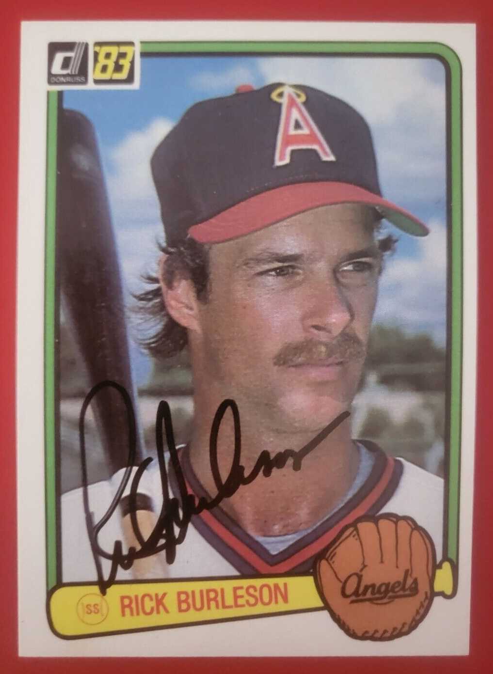1983 DONRUSS RICK BURLESON ANAHEIM ANGELS SIGNED AUTOGRAPHED AUTO CARD #318