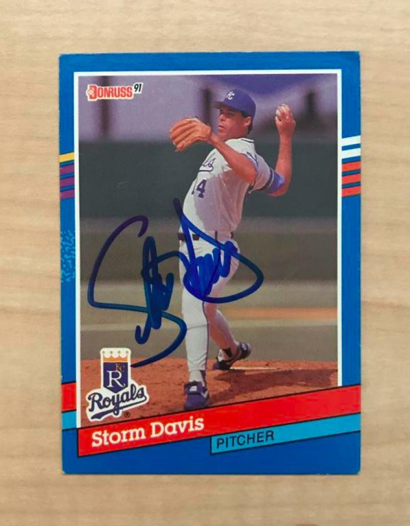 STORM DAVIS KANSAS CITY ROYALS SIGNED AUTOGRAPHED 1991 DONRUSS CARD #185 W/COA 
