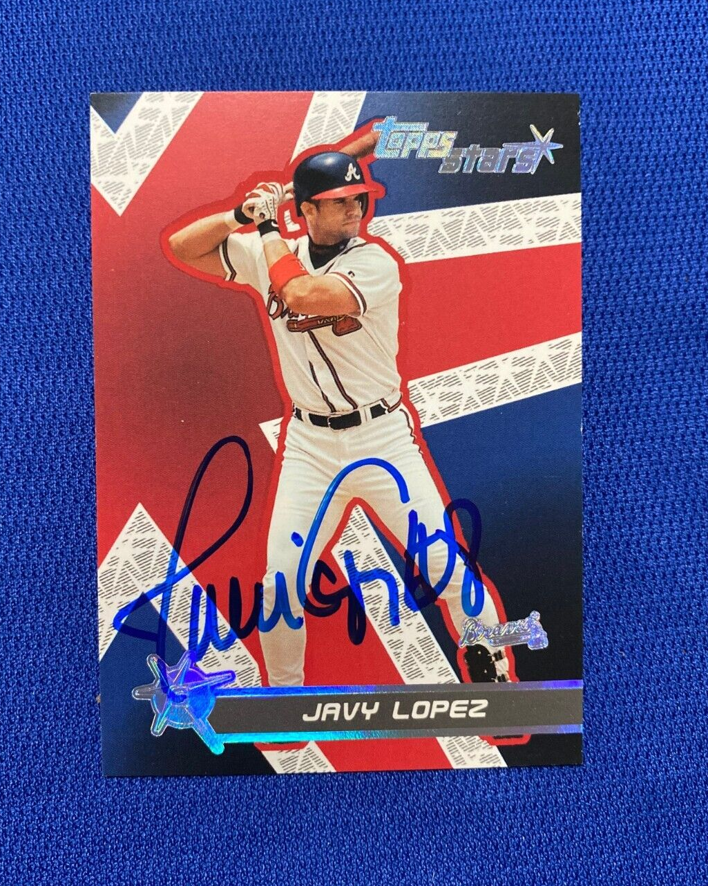 2001 TOPPS STARS JAVY LOPEZ ATLANTA BRAVES SIGNED AUTOGRAPHED #25 CARD W/COA