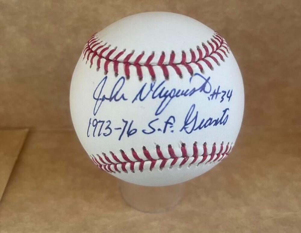 JOHN D'ACQUISTO 1973-76 GIANTS SIGNED AUTO M.L. BASEBALL BAS AUTHENTICATED