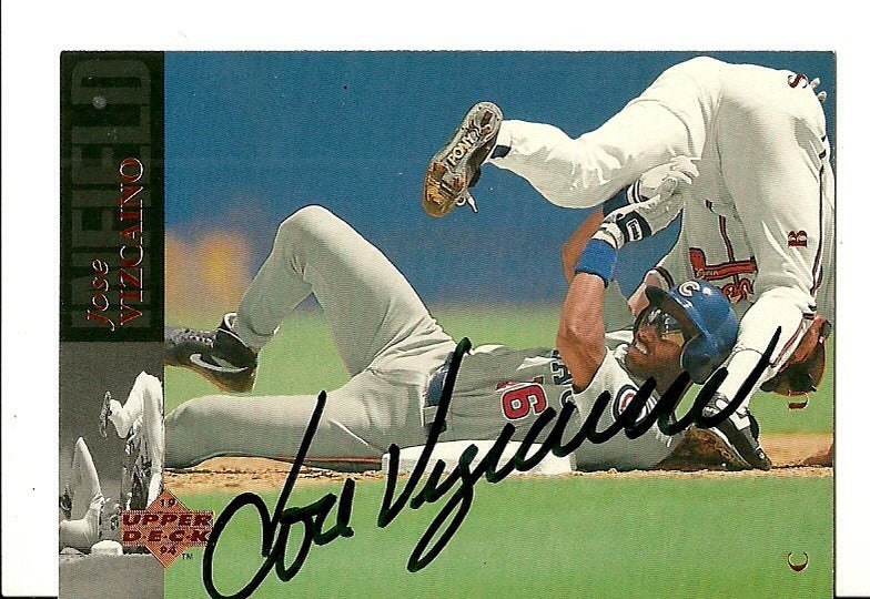 JOSE VIZCAINO CHICAGO CUBS SIGNED AUTO 1994 UPPER DECK CARD #122 W/COA