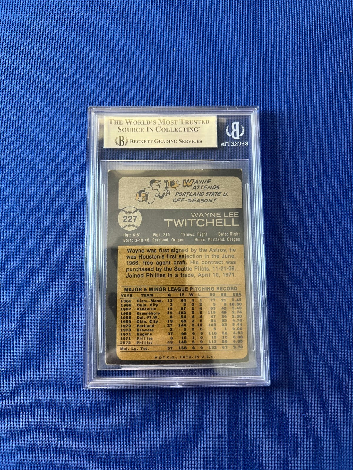 1973 TOPPS WAYNE TWITCHELL PHILADELPHIA PHILLIES SIGNED AUTOGRAPHED #227 BECKETT