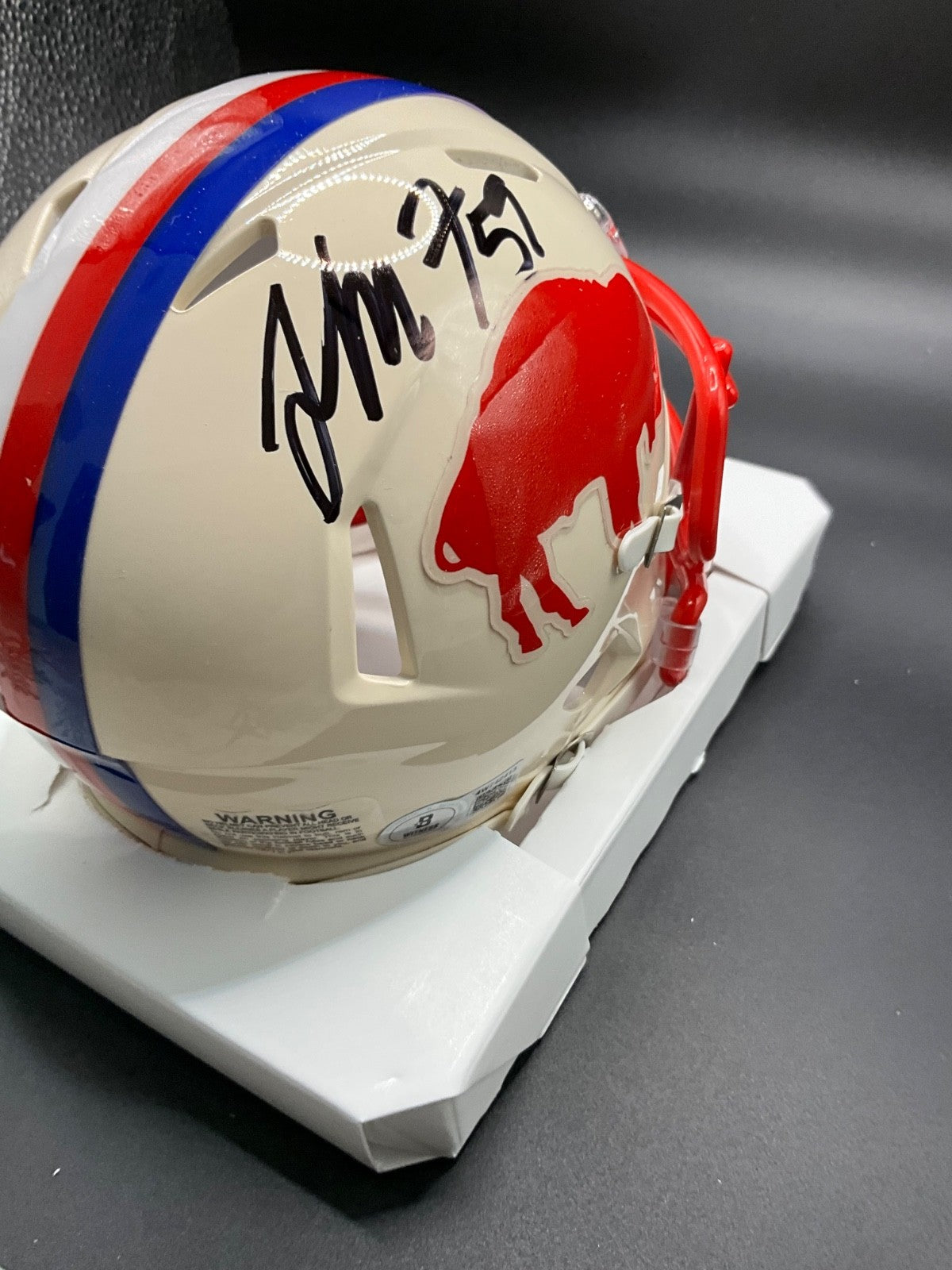 London Fletcher signed Buffalo Bills Riddell Retro Mini Helmet Beckett Auto