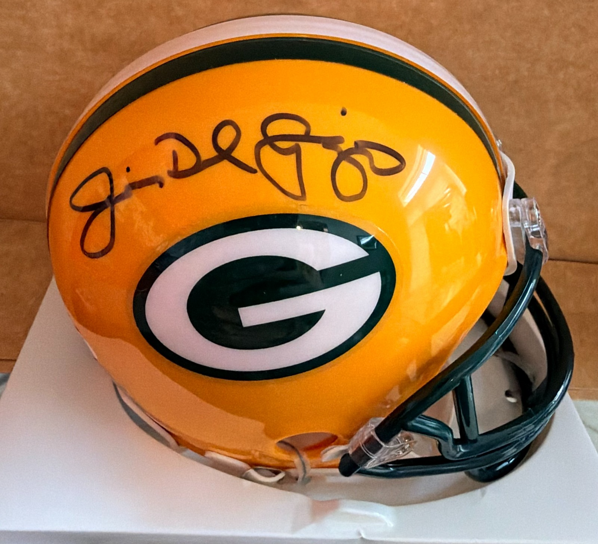 JIM DEL GAIZO SIGNED GREEN BAY PACKERS MINI HELMET JSA