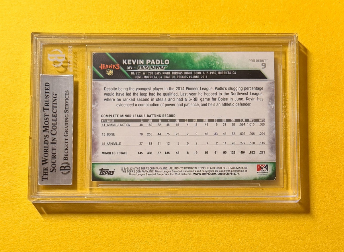 2016 TOPPS PRO DEBUT KEVIN PADLO #9 SIGNED AUTO CARD BECKETT AUTHENTIC