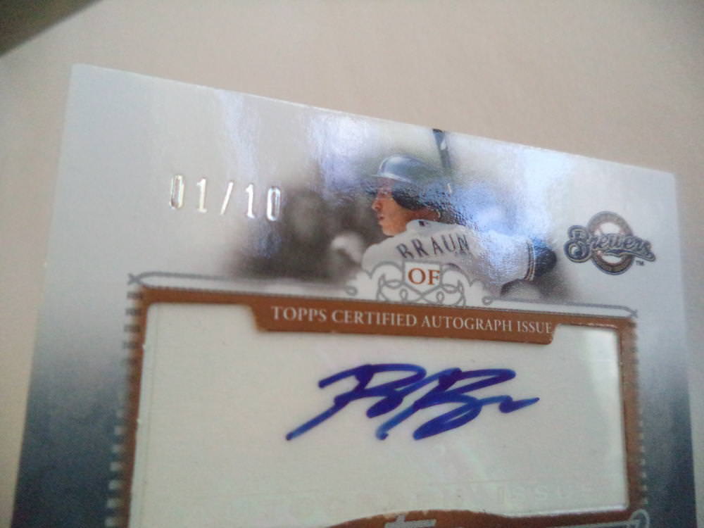2010 TOPPS STERLING RYAN BRAUN 100 HRS GAME USED AUTO AUTOGRAPHED 01/10