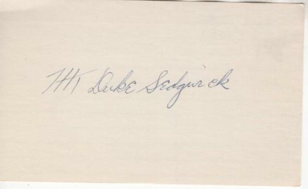 HENRY "DUKE" SEDGWICK PHILLIES/SENATORS SIGNED 3X5 INDEX CARD W/ COA