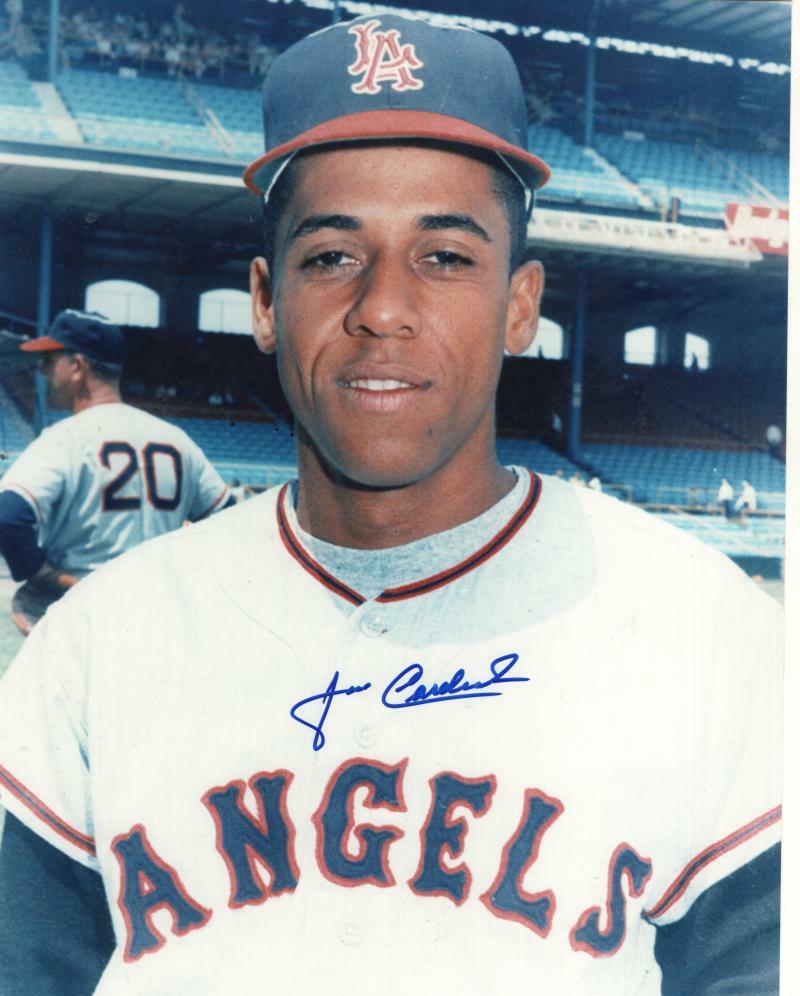 JOSE CARDENAL LOS ANGELES ANGELS BATTING  SIGNED AUTOGRAPHED 8X10 PHOTO W/ COA