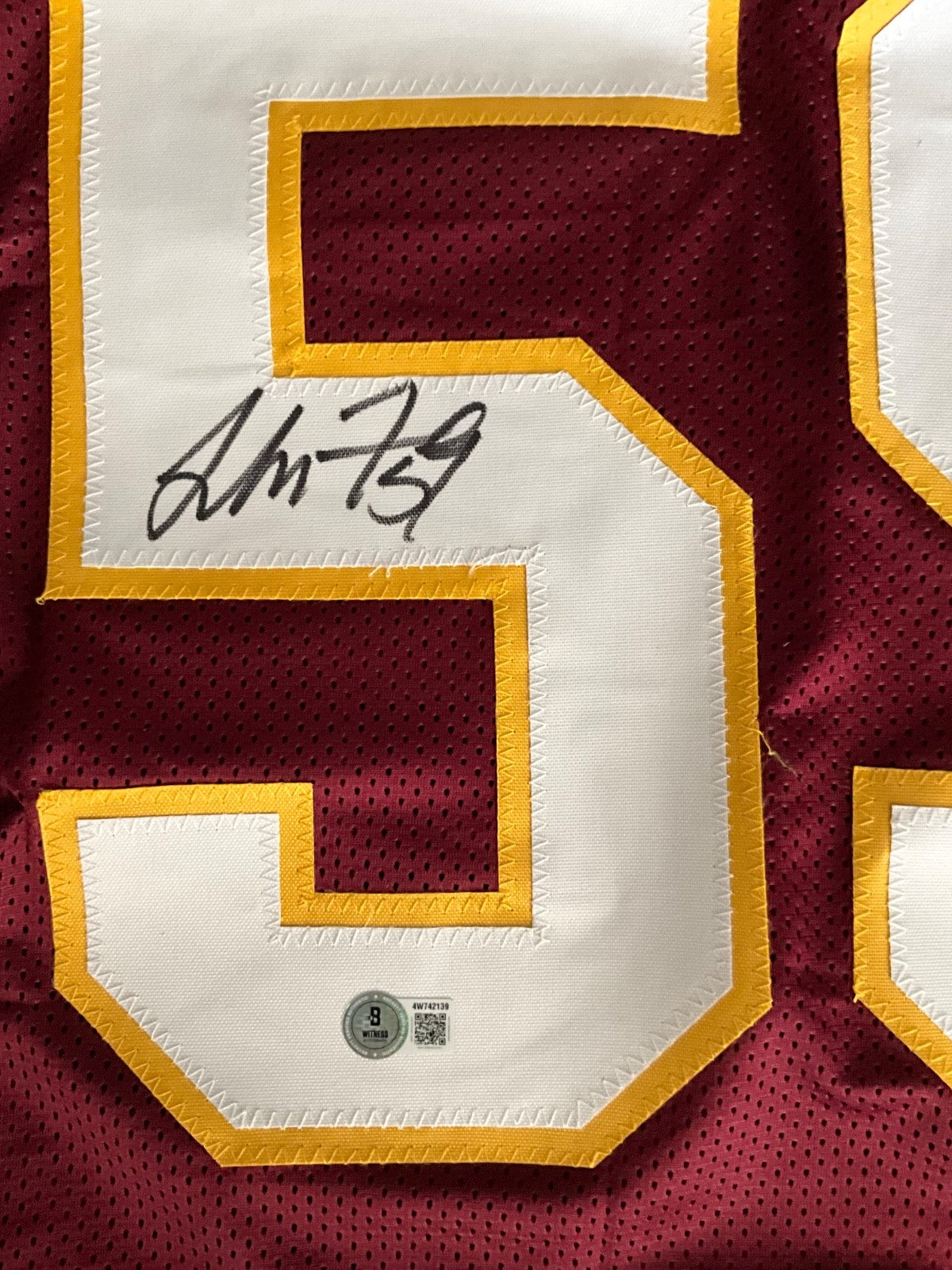 London Fletcher Washington Redskins Custom Red Signed Jersey Beckett Auto