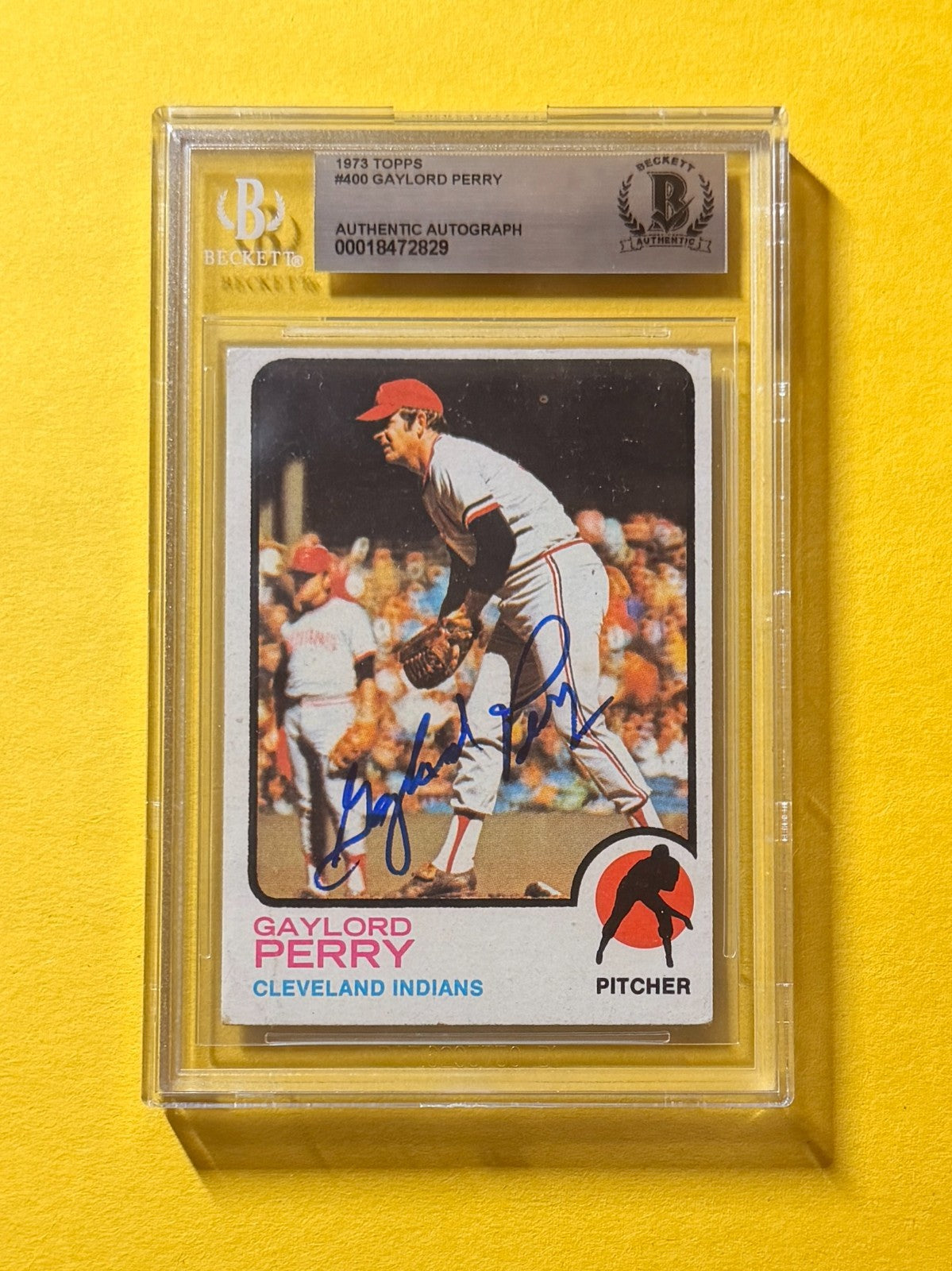1973 TOPPS GAYLORD PERRY #400 SIGNED AUTO CARD BECKETT AUTHENTIC CLEVELAND