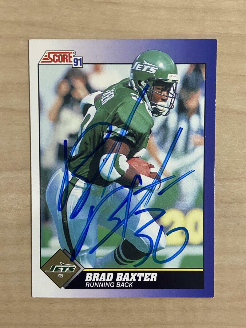 BRAD BAXTER NEW YORK JETS SIGNED AUTOGRAPHED 1991 SCORE CARD #108 W/COA