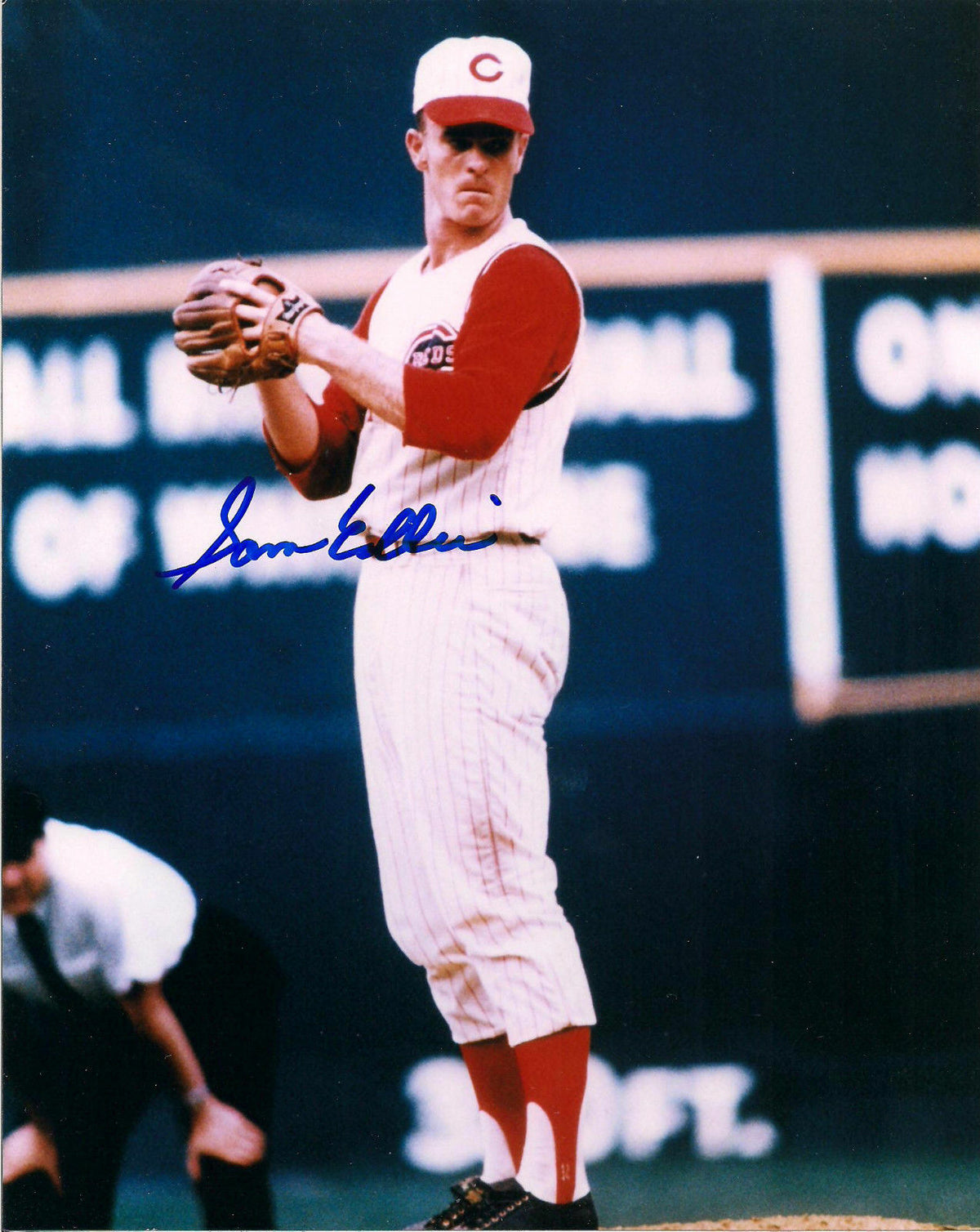 SAM ELLIS CINCINNATI REDS SIGNED AUTOGRAPHED 8X10 PHOTO W/COA