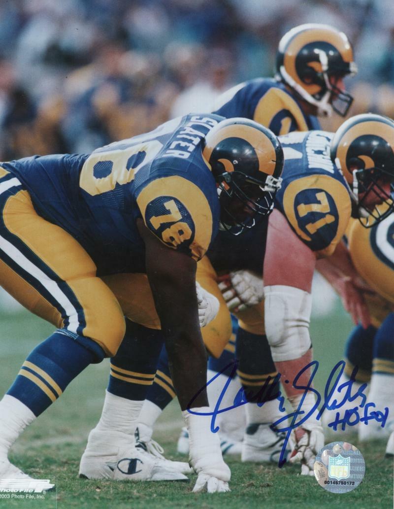 JACKIE SLATER LOS ANGELES RAMS HOF 01  SIGNED AUTOGRAPHED 8X10 PHOTO W/ COA