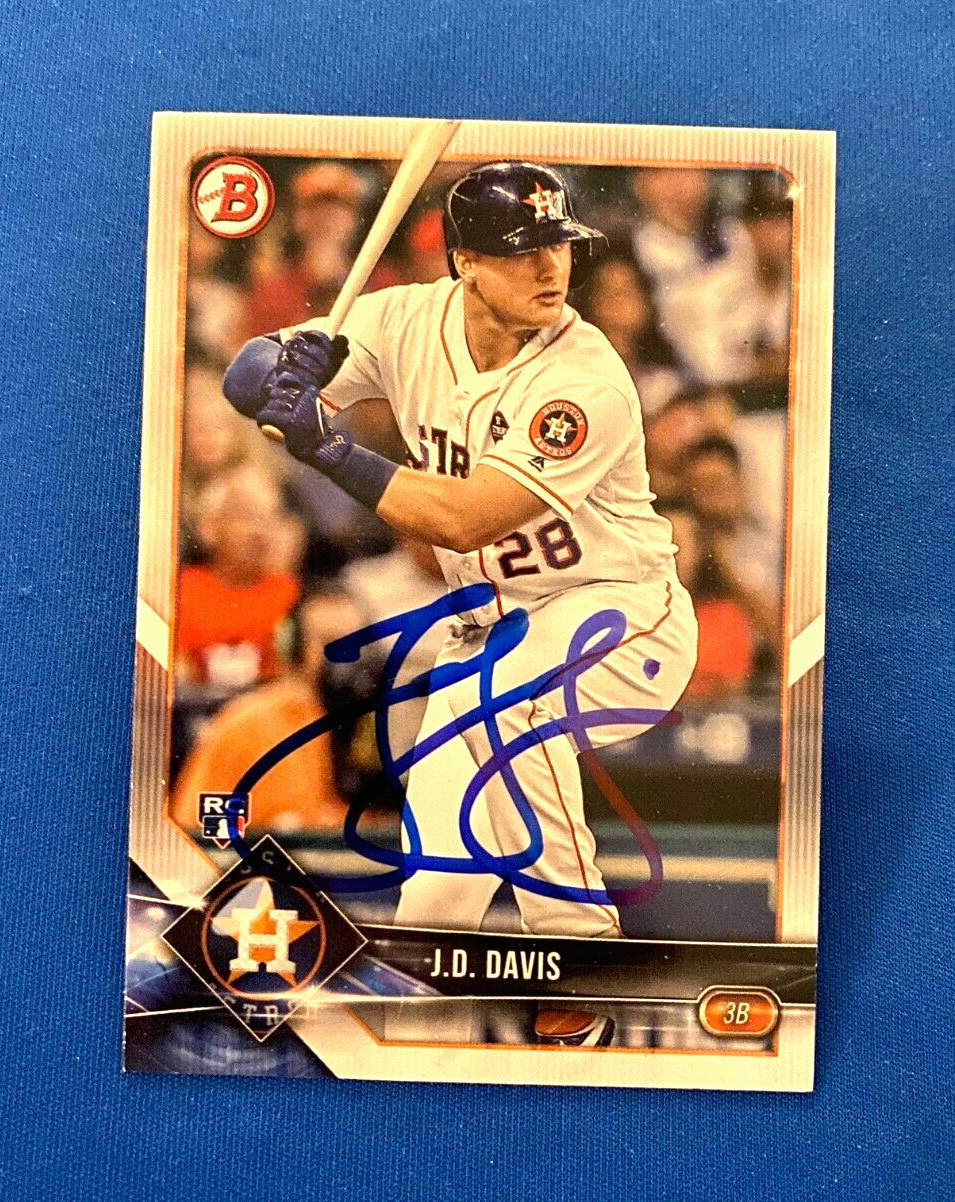 2018 BOWMAN J.D. DAVIS HOUSTON ASTROS AUTOGRAPHED SIGNED RC CARD #52 W/COA