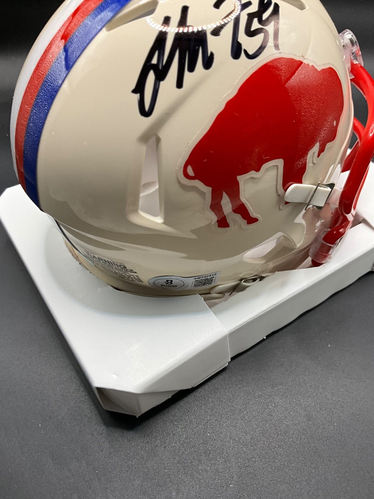 London Fletcher signed Buffalo Bills Riddell Retro Mini Helmet Beckett Auto