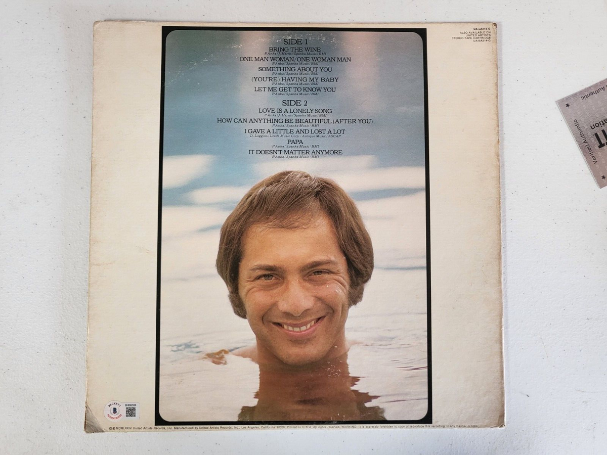 PAUL ANKA MUSIC LEGEND SIGNED AUTOGRAPHED VINYL RECORD ALBUM BECKETT AUTHENTIC